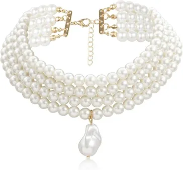 Multi Layered Round Pearl Pendant Necklace 